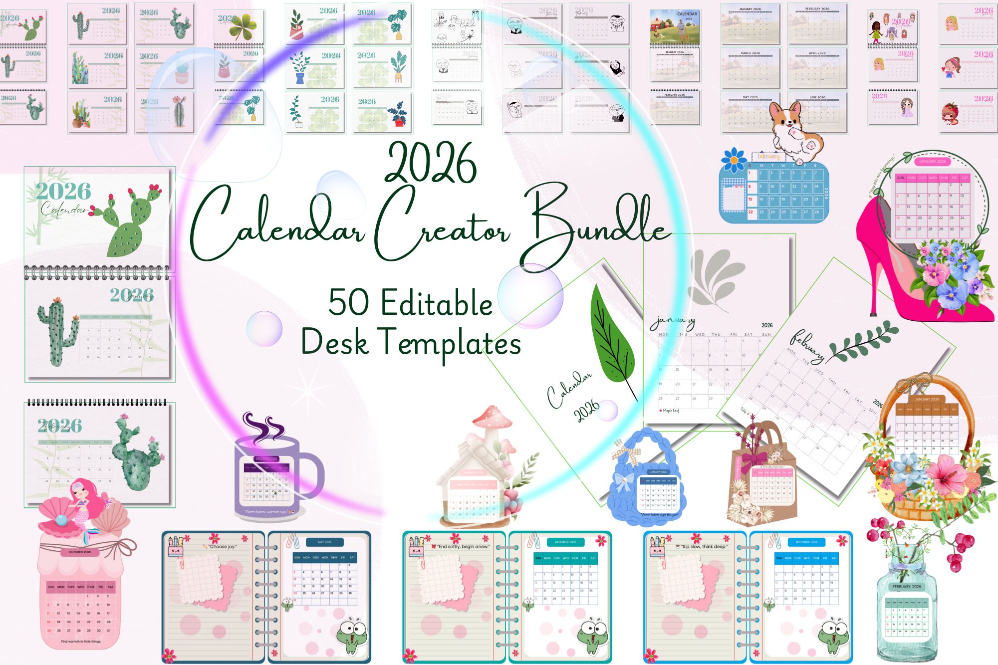 2026 Printable Calendar Bundle Mockup