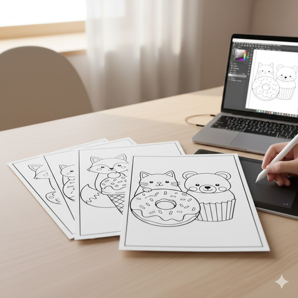 AI beginner creating simple coloring pages