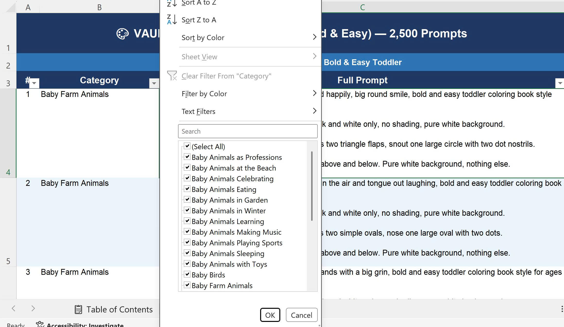 Excel file prompts view