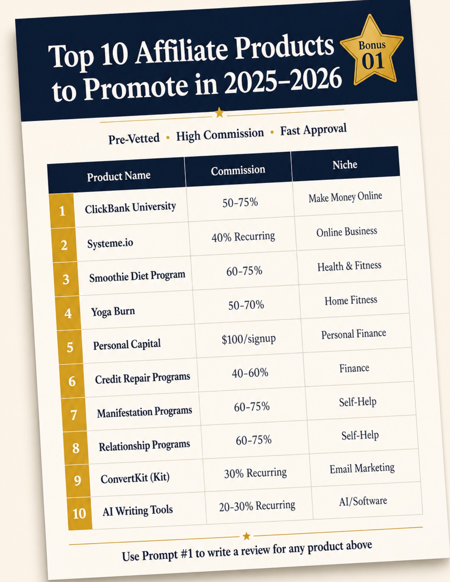 Bonus #1 - Affiliate Program Reference List 2026
