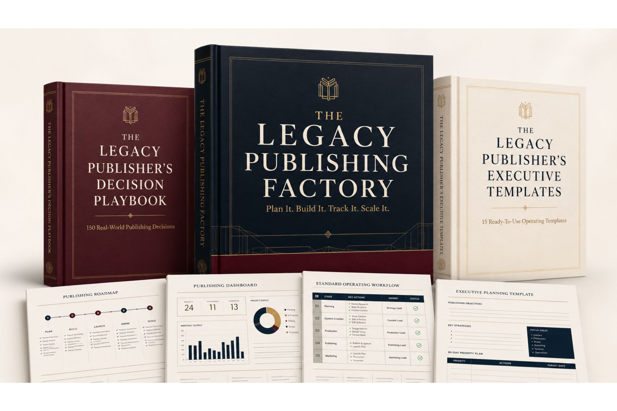 The Legacy Publishing Factory complete system with Decision Playbook and Executive Templates