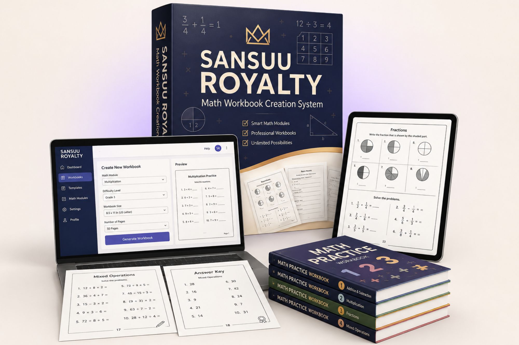 Sansuu Royalty Math Workbook Creator