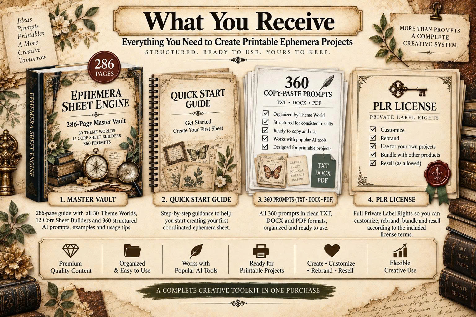 What you receive inside Ephemera Sheet Engine