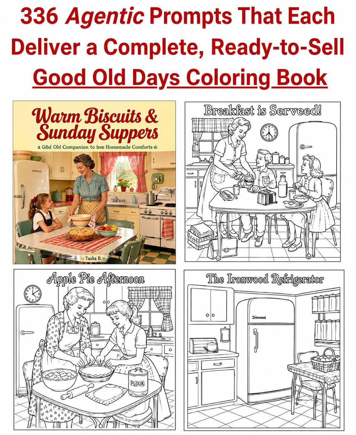 336 Agentic Prompts for Memory Lane Coloring Book Series