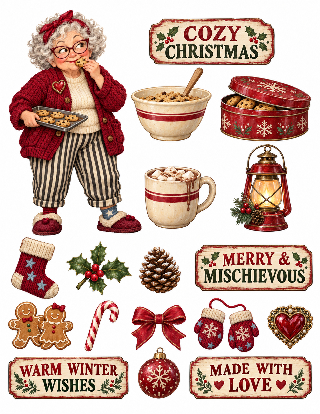 W01 Grandma Hero Collection sample illustration sheet